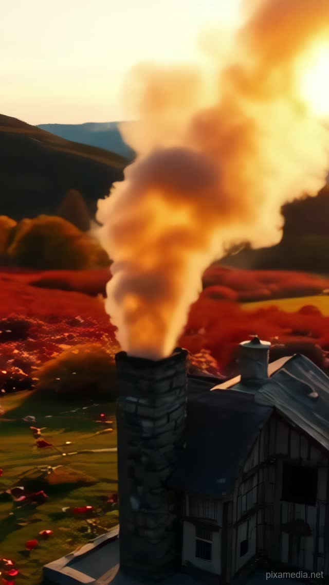 Autumn Chimney Smoke Glow - Smoke & Dust AI stock